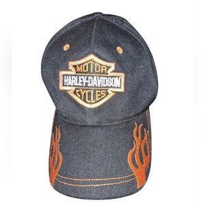 Harley Davidson Flames Adjustable Size Baseball Cap 100% Cotton
